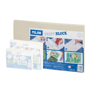 Milan Print Block Plancha de Grabado - Formato L - 15x30x0.9cm - Color Blanco