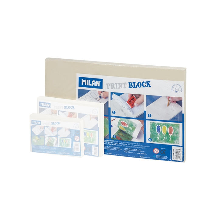 Milan Print Block Plancha de Grabado - Formato L - 15x30x0.9cm - Color Blanco