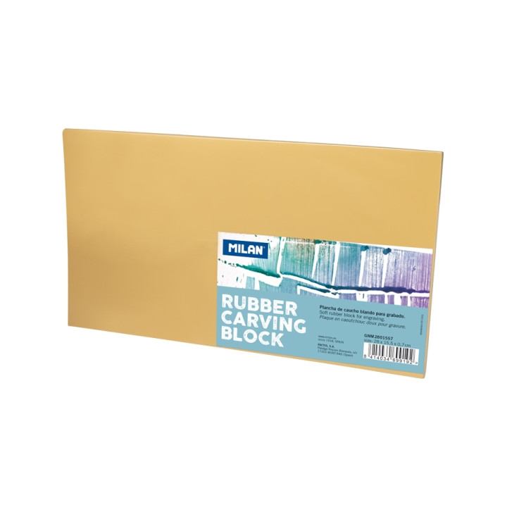 Milan Rubber Carving Block Plancha de Grabado - Caucho Suave - Formato L - 28x15.5x0.7cm - Color Marron