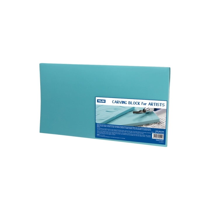 Milan Carving Block Plancha de Grabado - Vinilo Flexible - Formato L - 28x15x0.6cm - Color Azul