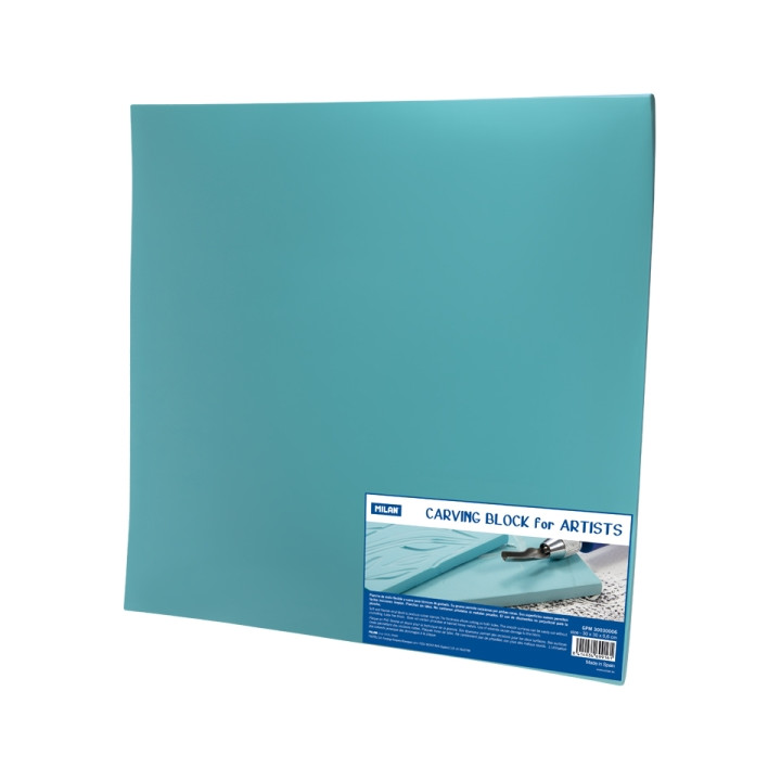 Milan Carving Block Plancha de Grabado - Vinilo Flexible - Formato XXL - 30x30x0.6cm - Color Azul