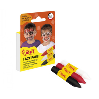 Jovi Face Paint Scary Pack de 3 Barras de Maquillaje - Para todo Tipo de Pieles - Se Limpia Facilmente - Colores Blanco