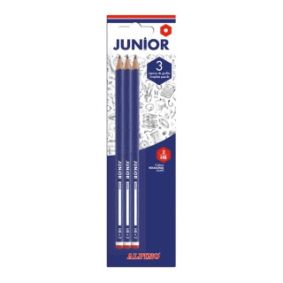 Alpino Junior Blister de 3 Lapices de Grafito HB con Cabecilla - Espacio para el Nombre