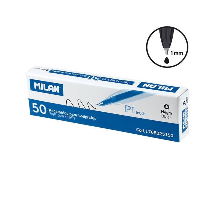 Milan P1 Touch Pack de 50 Recambios - Punta de 1mm - Color Negro
