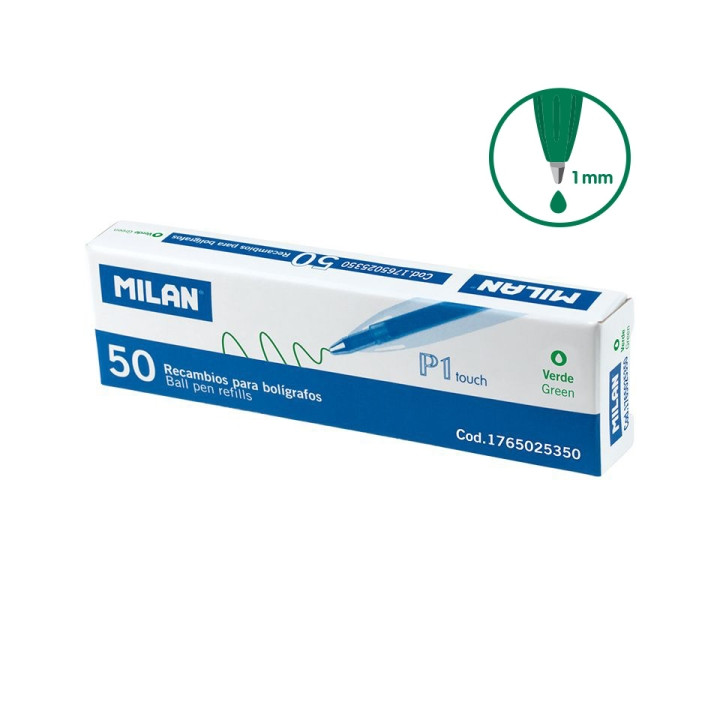 Milan P1 Touch Pack de 50 Recambios - Punta de 1mm - Color Verde