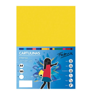 Fabrisa Pack de 50 Cartulinas 180 g/m² - Tamaño A4 - Color Amarillo Fuerte