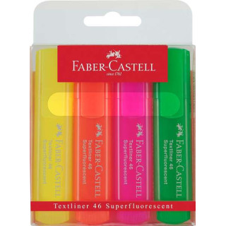 Faber-Castell Textliner 46 Superfluorescente Pack de 4 Marcadores Fluorescentes - Punta Biselada - Trazo entre 1mm y 5mm - Tint