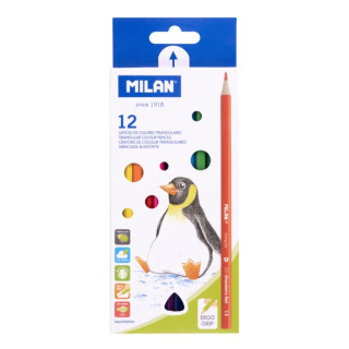 Milan Pack de 12 Lapices de Colores - Triangulares - Colores Surtidos