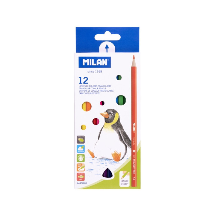 Milan Pack de 12 Lapices de Colores - Triangulares - Colores Surtidos