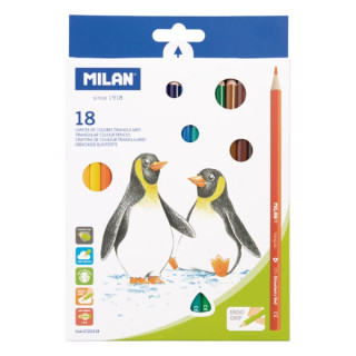 Milan Pack de 18 Lapices de Colores - Triangulares - Colores Surtidos