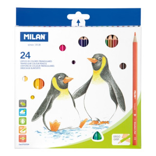 Milan Pack de 24 Lapices de Colores - Triangulares - Colores Surtidos