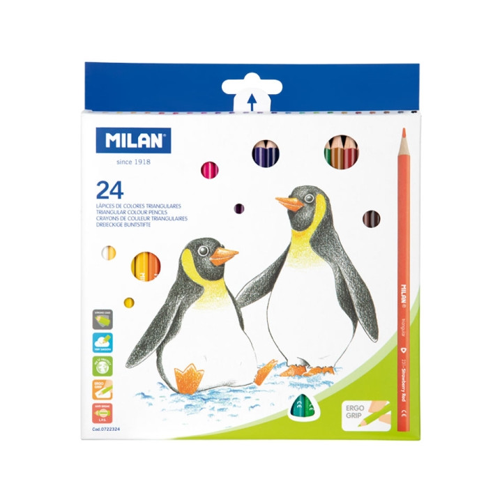 Milan Pack de 24 Lapices de Colores - Triangulares - Colores Surtidos