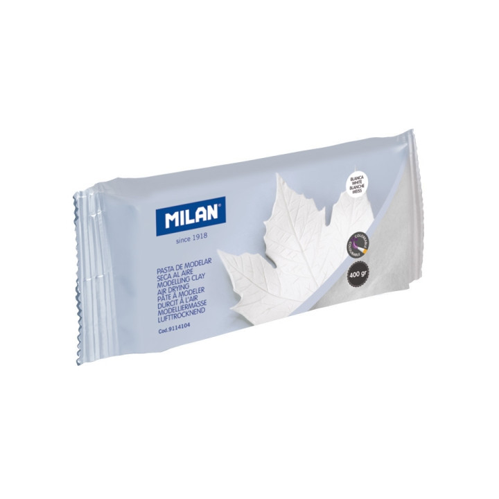 Milan Pasta para Modelar - Seca al Aire - 400g - Facil de Moldear - Color Blanco