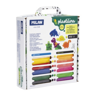Milan Wild Life Pack de 12 Barritas de Plastilina de Colores - 100% Vegetal - Muy Moldeable - No Se Seca - Colores Mezclables -