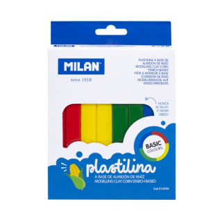 Milan Pack de 4 Barras de Plastilina de Colores - 100% Vegetal - Muy Moldeable - No Se Seca - Colores Mezclables - 330g - Color