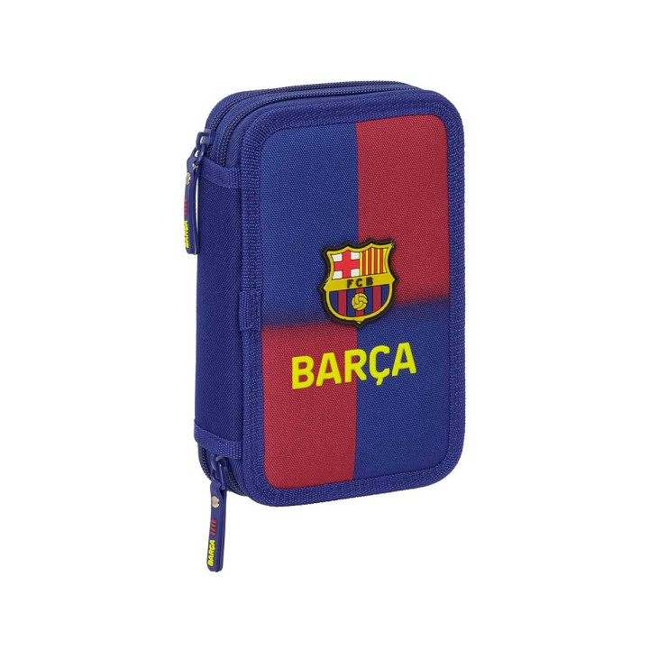 Safta F.C.Barcelona Plumier de 1L 29 Piezas - 2 Compartimentos - Cierre de Cremallera - 12.5x19.5x4cm - Color Rojo y Azul