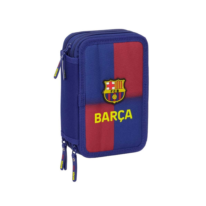 Safta F.C.Barcelona Plumier de 1.3L con 37 Piezas - 3 Compartimentos - Cierre de Cremallera - 12.5x19.5x5.5cm - Color Rojo y Az