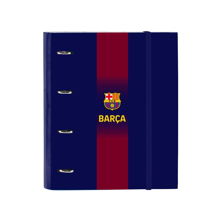 Safta F.C.Barcelona Carpeta de 4 Anillas - Tapas Duras Forradas - Lomo de 35mm - Incluye 100 Hojas A4 con Cuadriculada 5X5mm -