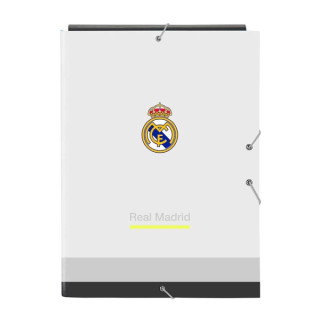 Safta Real Madrid Carpeta 3 Solapas - Tapas Duras Forradas - Cierre con Gomas Elasticas - Formato Folio - 26x33.5x2.5cm - Color