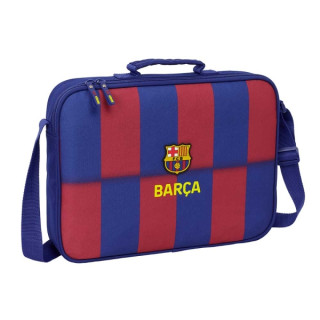Safta F.C.Barcelona Maletin con Cremallera de 6L - Bandolera Ajustable - Asa de Mano Forrada - Fondo Semirigido Extraible - 38x