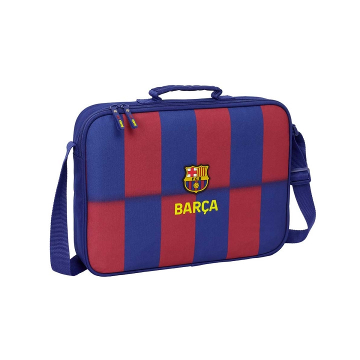 Safta F.C.Barcelona Maletin con Cremallera de 6L - Bandolera Ajustable - Asa de Mano Forrada - Fondo Semirigido Extraible - 38x