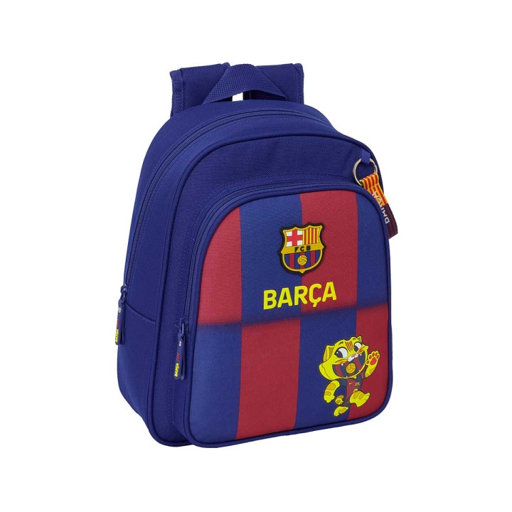 Safta F.C.Barcelona Mochila Infantil de 9L - Adaptable a Carro - 2 Compartimentos - Portabotellas - 27x33x10cm - Color Rojo y A