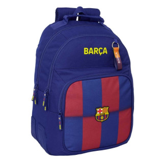 Safta F.C.Barcelona Mochila Escolar de 20L - Adaptable a Carro - 3 Compartimentos - Portabotellas - 32x42x15cm - Color Rojo y A