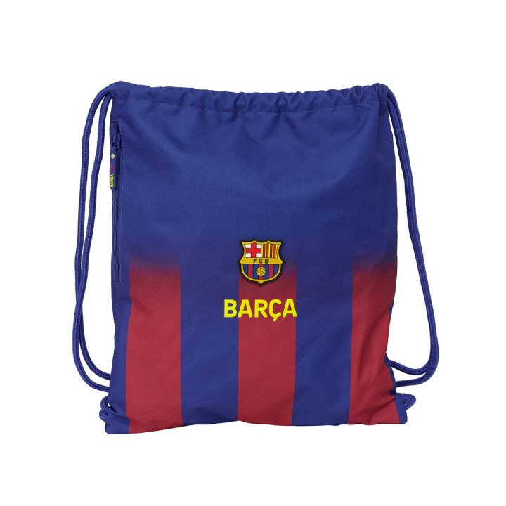Safta F.C.Barcelona Saco Mochila de Tiras - Bolsillo Lateral con Cremallera - 35x40x1cm - Color Rojo y Azul