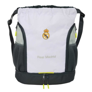 Safta Real Madrid Saco Mochila de 21.93L - Portabotellas - Hombreras Ajustables - Bolsillos con Cremallera - 35x40x1cm - Color