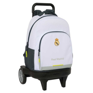 Safta Real Madrid Compact Mochila con Carro Integrado - Portabotellas - Extraible para Limpieza - Ruedas con Goma Antivibracion