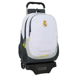 Safta Real Madrid Mochila de 22.5L con Carro 905 Integrado - Portabotellas - Extraible para Limpieza - Carro de PP
