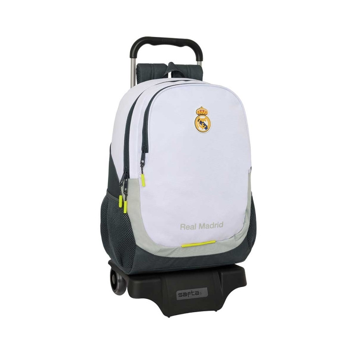 Safta Real Madrid Mochila de 22.5L con Carro 905 Integrado - Portabotellas - Extraible para Limpieza - Carro de PP
