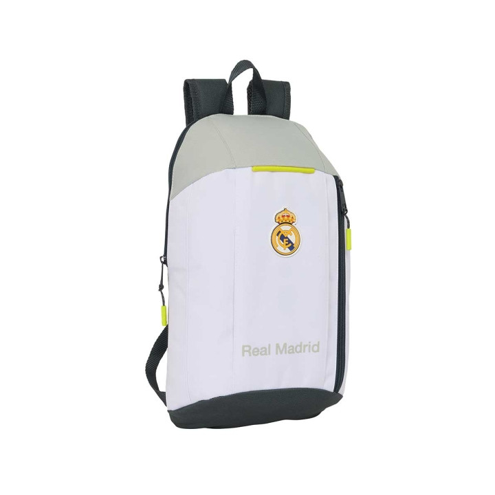 Safta Real Madrid Mochila Mini de 8.5L - Cremallera Vertical - Asas Regulables y Acolchadas - 22x39x10cm - Color Blanco y Negro