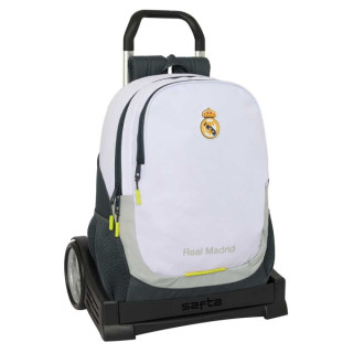 Safta Real Madrid Mochila de 22.5L con Carro Evolution Integrado - Portabotellas - Extraible para Limpieza - Carro de PP