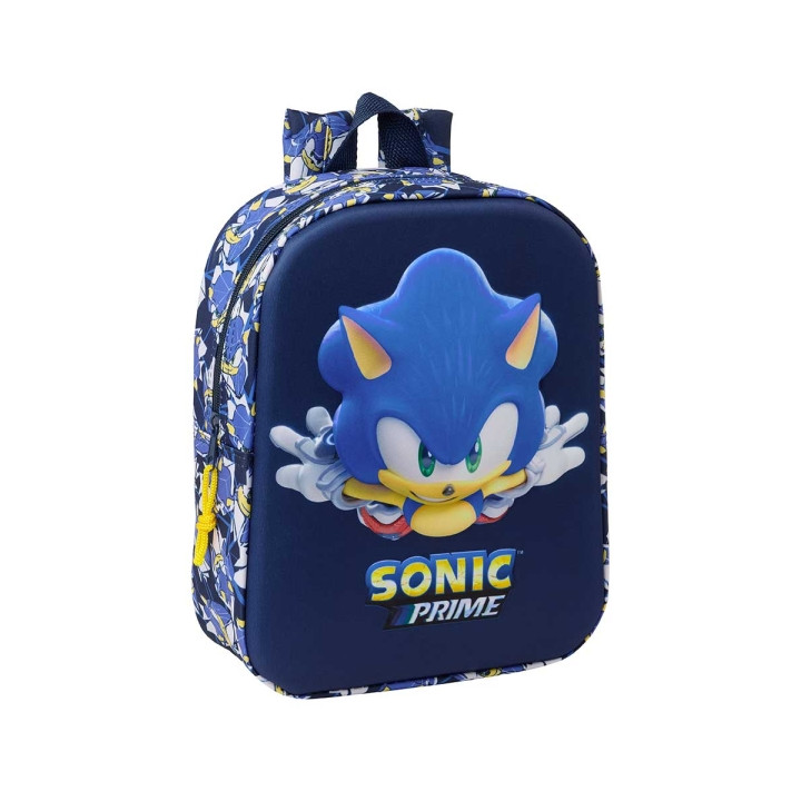 Safta Sonic Mochila Guarderia 3D de 6L - Asa de Mano Superior - Asas Regulables y Acolchadas - Cierre de Cremallera - 22x27x10c