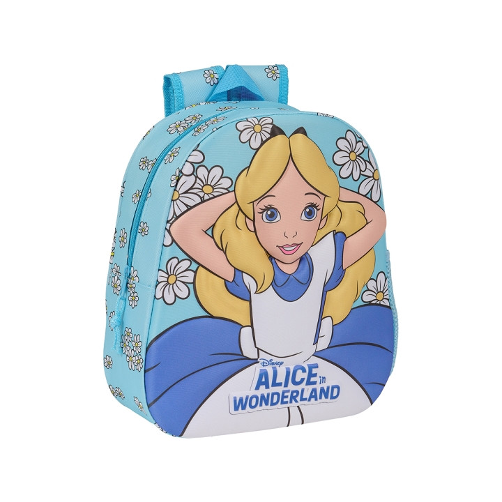 Safta Alicia en el Pais de las Maravillas Mochila 3D de 8.64L - Portabotellas - Tarjeta de Identificacion Personal - Hombreras