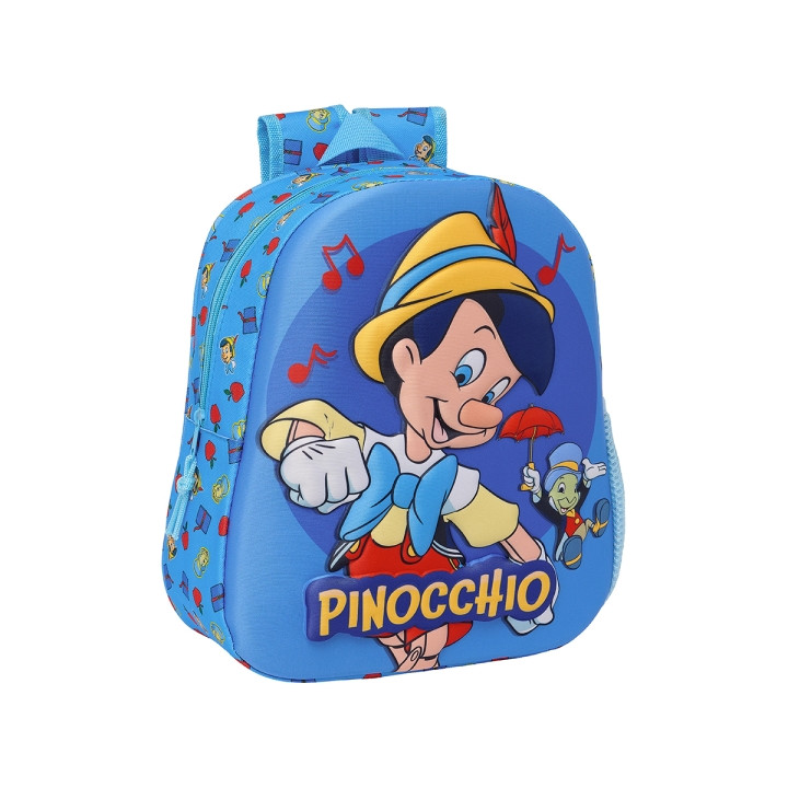 Safta Pinocho Mochila 3D de 8.64L - Portabotellas - Tarjeta de Identificacion Personal - Hombreras Acolchadas - 27x33x10cm - Co