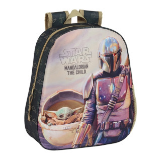 Safta The Mandalorian Mochila 3D de 8.64L - Portabotellas - Tarjeta de Identificacion Personal - Hombreras Acolchadas - 27x33x1