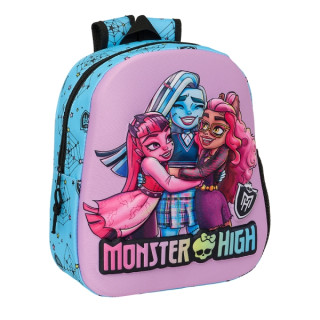 Safta Monster High Mochila 3D de 8.64L - Portabotellas - Tarjeta de Identificacion Personal - Hombreras Acolchadas - 27x33x10cm