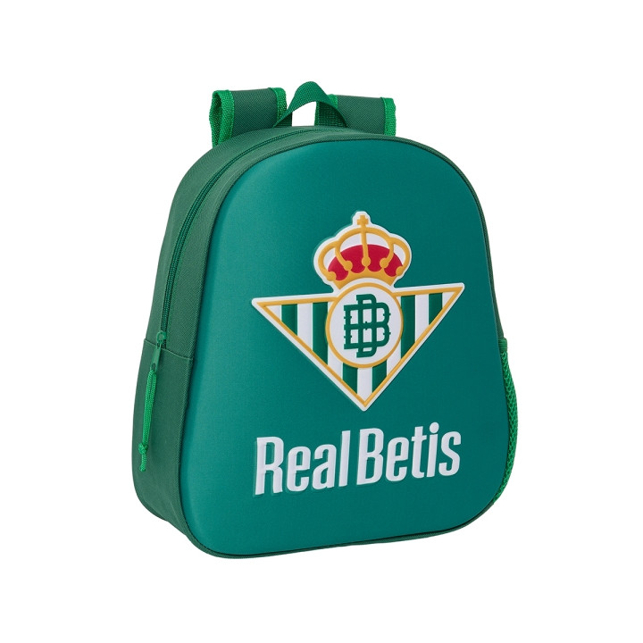 Safta Real Betis Mochila 3D de 8.64L - Portabotellas - Tarjeta de Identificacion Personal - Hombreras Acolchadas - 27x33x10cm -