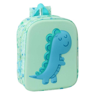 Safta Dino Mochila Guarderia 3D de 6L - Asa de Mano Superior - Asas Regulables y Acolchadas - Cierre de Cremallera - 22x27x10cm