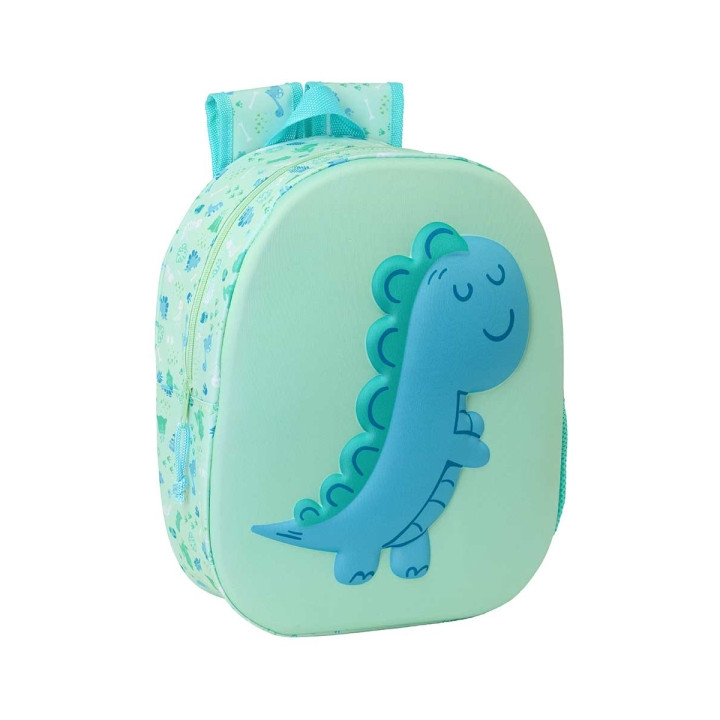 Safta Dino Mochila 3D de 8.64L - Portabotellas - Tarjeta de Identificacion Personal - Hombreras Acolchadas - 27x33x10cm - Color