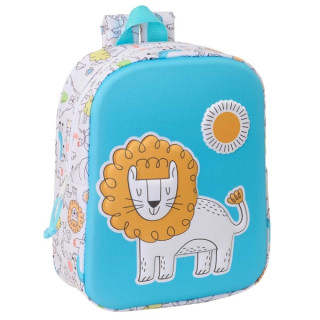 Safta Lion Mochila Guarderia 3D de 6L - Asa de Mano Superior - Asas Regulables y Acolchadas - Cierre de Cremallera - 22x27x10cm