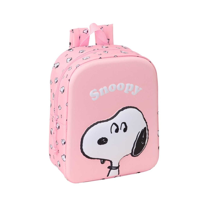 Safta Snoopy Mochila Guarderia 3D de 6L - Asa de Mano Superior - Asas Regulables y Acolchadas - Cierre de Cremallera - 22x27x10