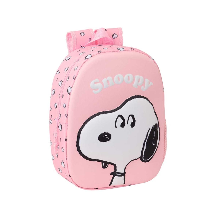 Safta Snoopy Mochila 3D de 8.64L - Portabotellas - Tarjeta de Identificacion Personal - Hombreras Acolchadas - 27x33x10cm - Col