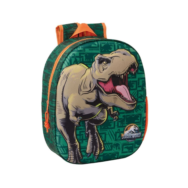 Safta Jurassic World Mochila 3D de 8.64L - Portabotellas - Tarjeta de Identificacion Personal - Hombreras Acolchadas - 27x33x10
