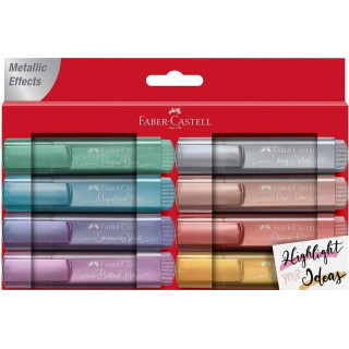 Faber-Castell Textliner 46 Metallic Pack de 8 Marcadores Fluorescentes - Punta Biselada - Trazo entre 1mm y 5mm - Tinta con Bas