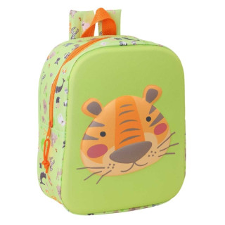 Safta Tiger Mochila Guarderia 3D de 6L - Asa de Mano Superior - Asas Regulables y Acolchadas - Cierre de Cremallera - 22x27x10c