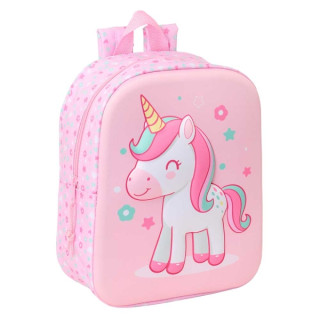 Safta Unicorn Mochila Guarderia 3D de 6L - Asa de Mano Superior - Asas Regulables y Acolchadas - Cierre de Cremallera - 22x27x1