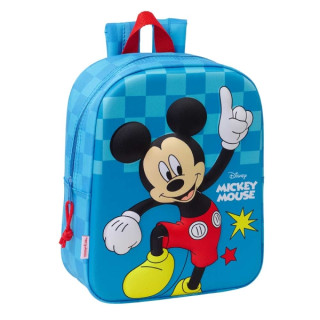 Safta Mickey Mouse Mochila Guarderia 3D de 6L - Asa de Mano Superior - Asas Regulables y Acolchadas - Cierre de Cremallera - 22